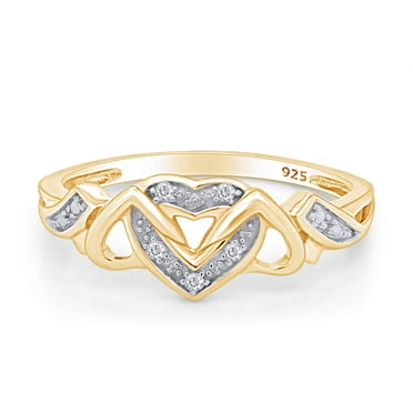 Details about   Womens Solid 10K Yellow White Or Rose Gold CZ Love Three Heart Ring Band Ladies